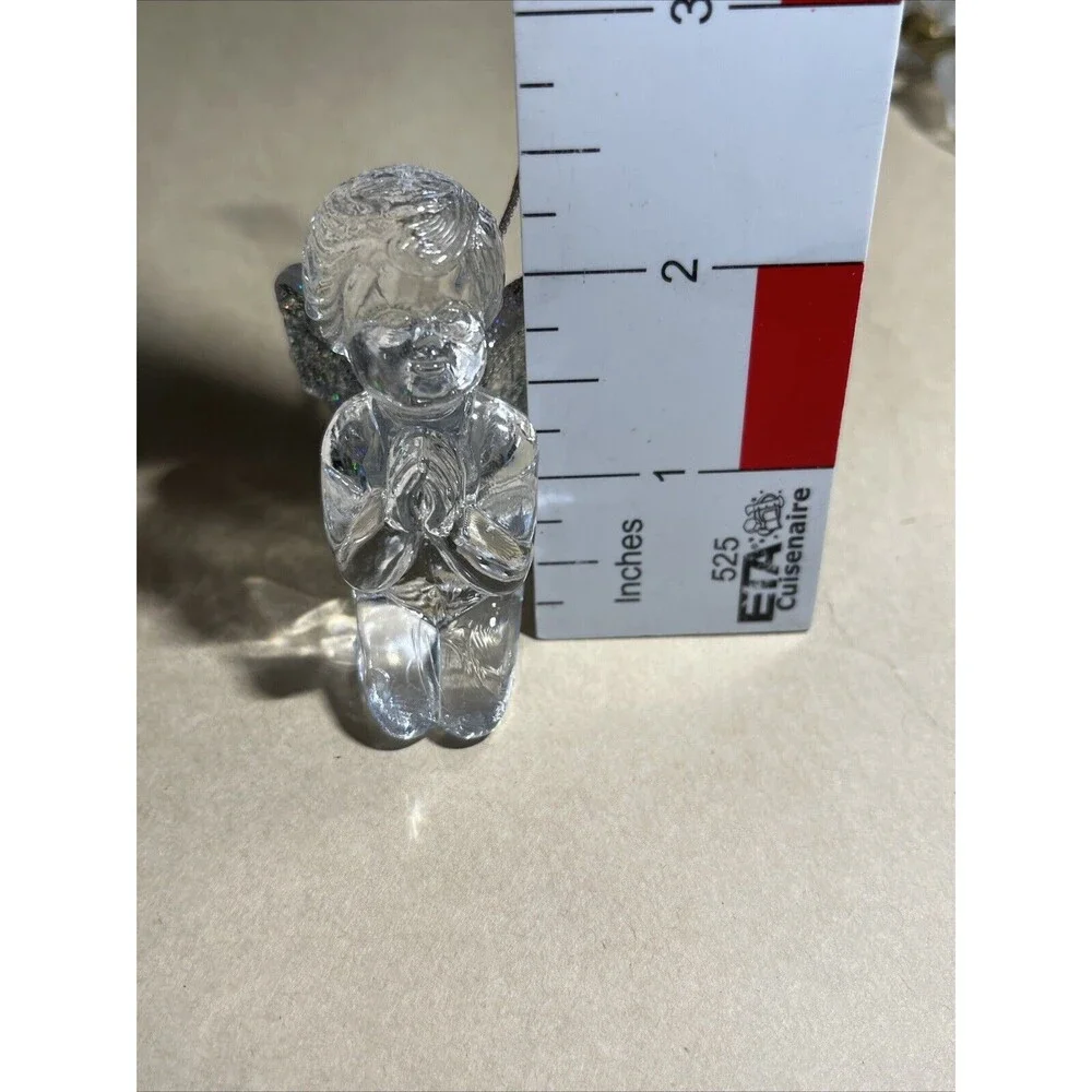 VTG Lot Of 5 Crystal Acrylic Angle Cherub Horse W/ Instrument Christmas Ornament